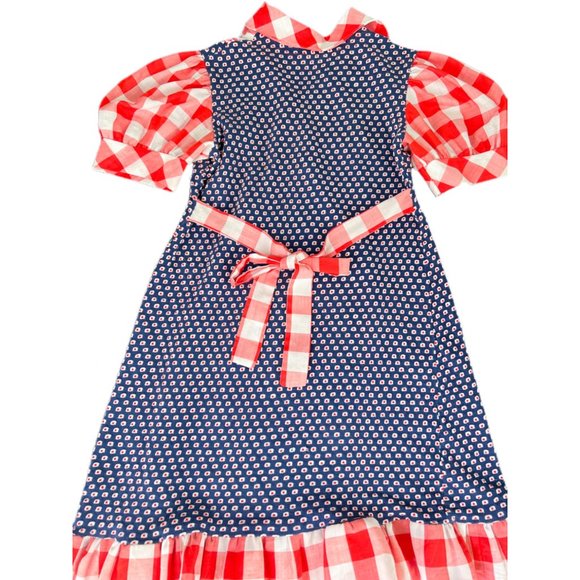 Vintage Girl's Red/White/Blue Short Sleeve Dress | Size 12 - Picture 2 of 5